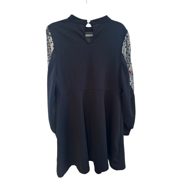 SHEIN Curve Black Dress with Sheer Polka Dot Sleeves 1XL - Picture 2 of 5